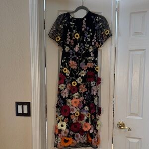 Black Dress with Colorful Floral Embroidery